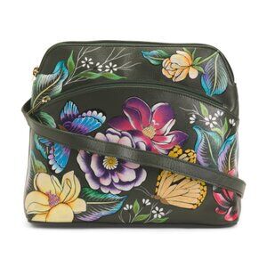 ANUSCHKA Leather Hand Painted Butterflies Crossbody